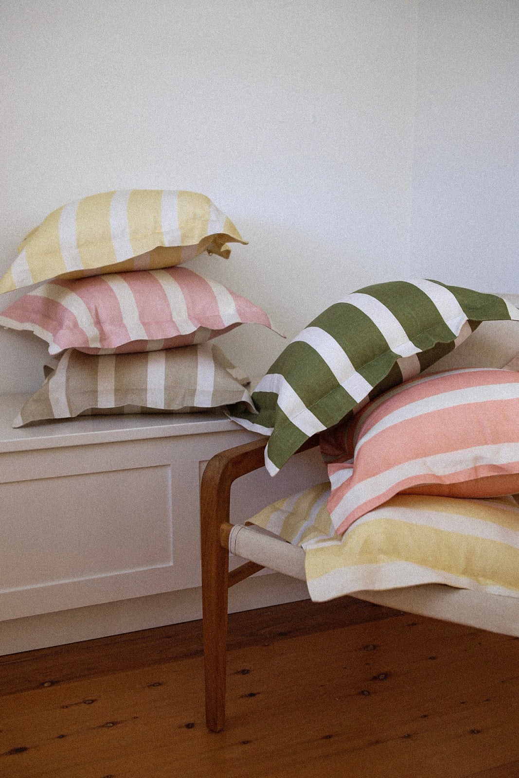 Classic Stripe Cushion — Lemon