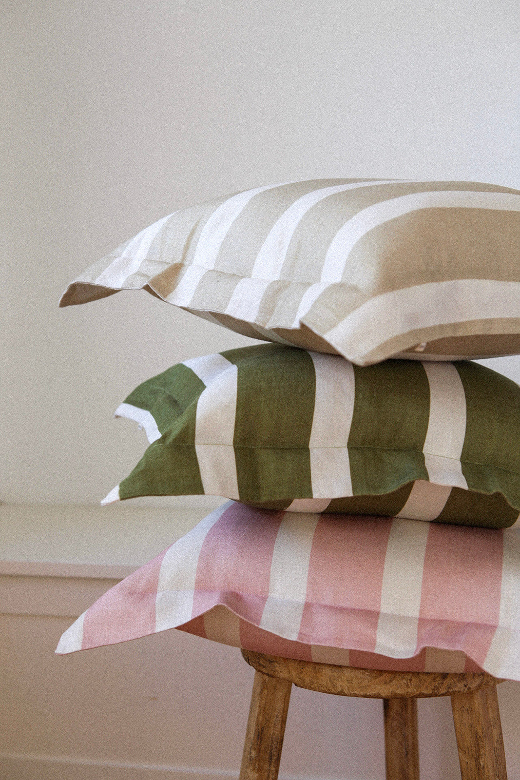 Classic Stripe Cushion — Biscuit