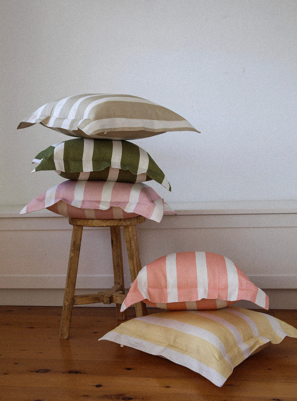 Classic Stripe Cushion — Biscuit