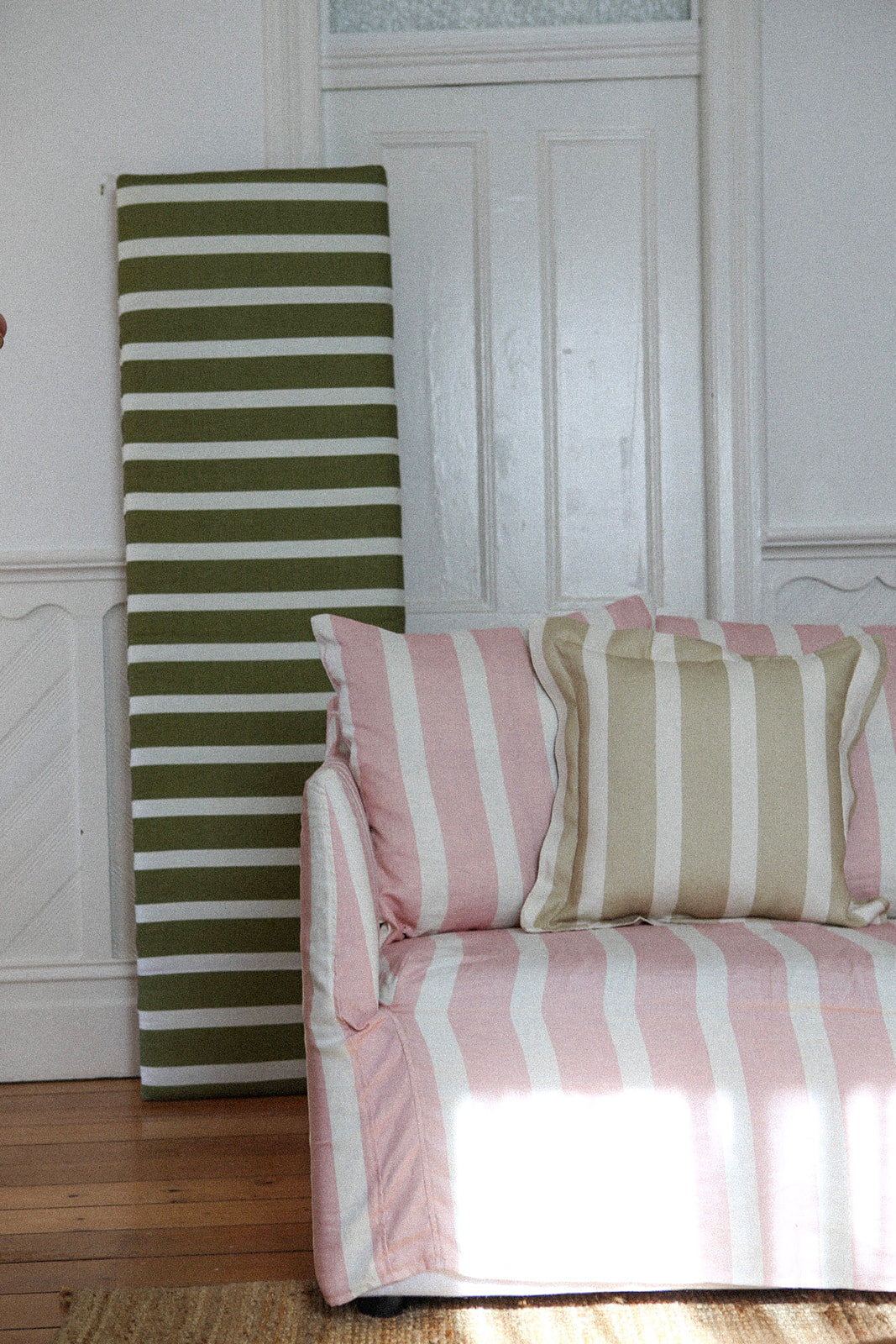 Classic Stripe Cushion — Biscuit