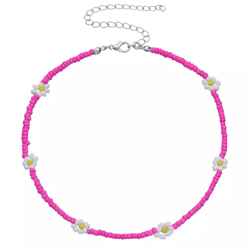 Daisy Chain Necklace — Fuchsia