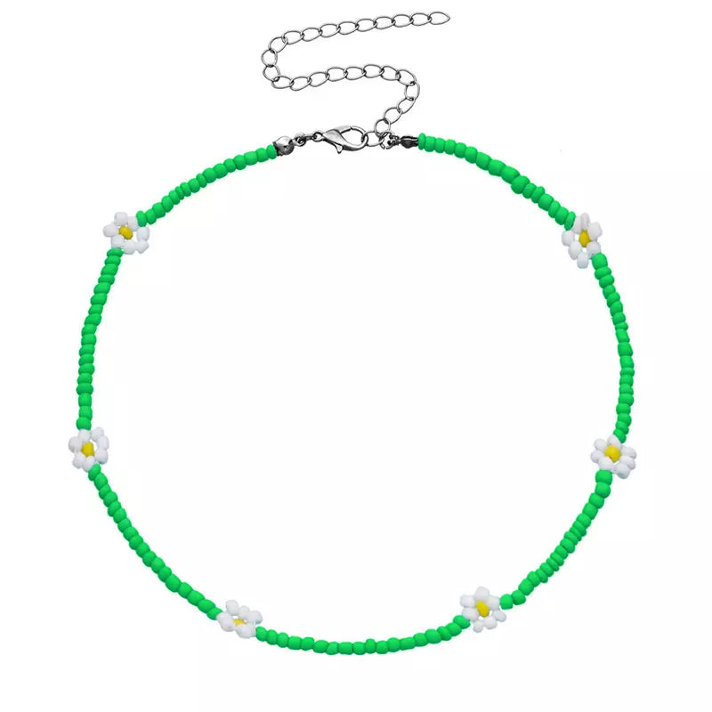 Daisy Chain Necklace — Green