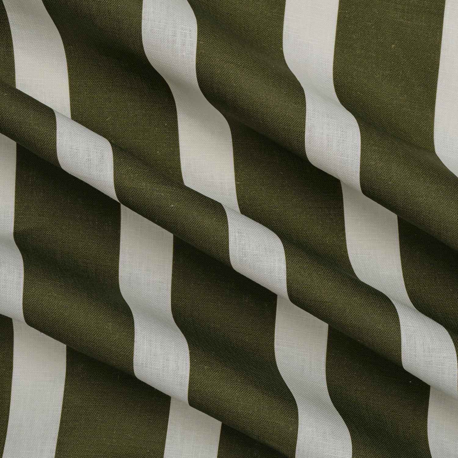 Classic Stripe Fabric in Olive — 100% Linen