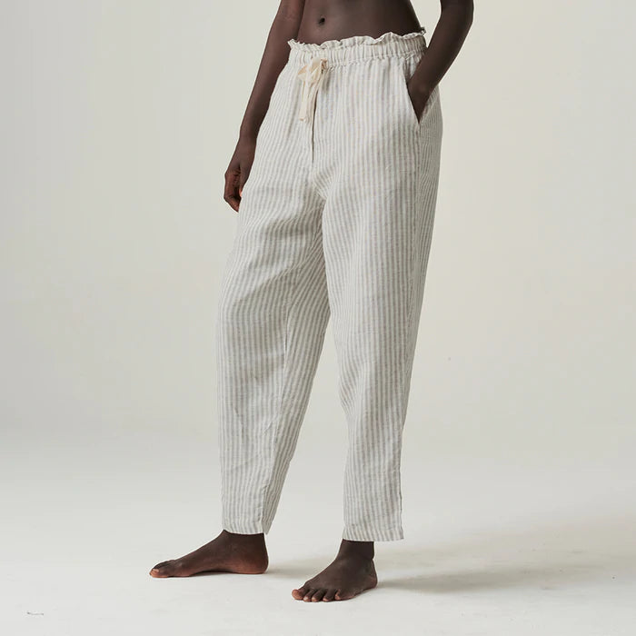 IN BED 100% Linen Pants in Stripe