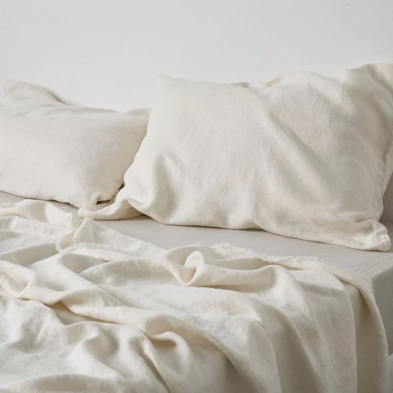 IN BED Heavy Linen Pillowslip Set in White